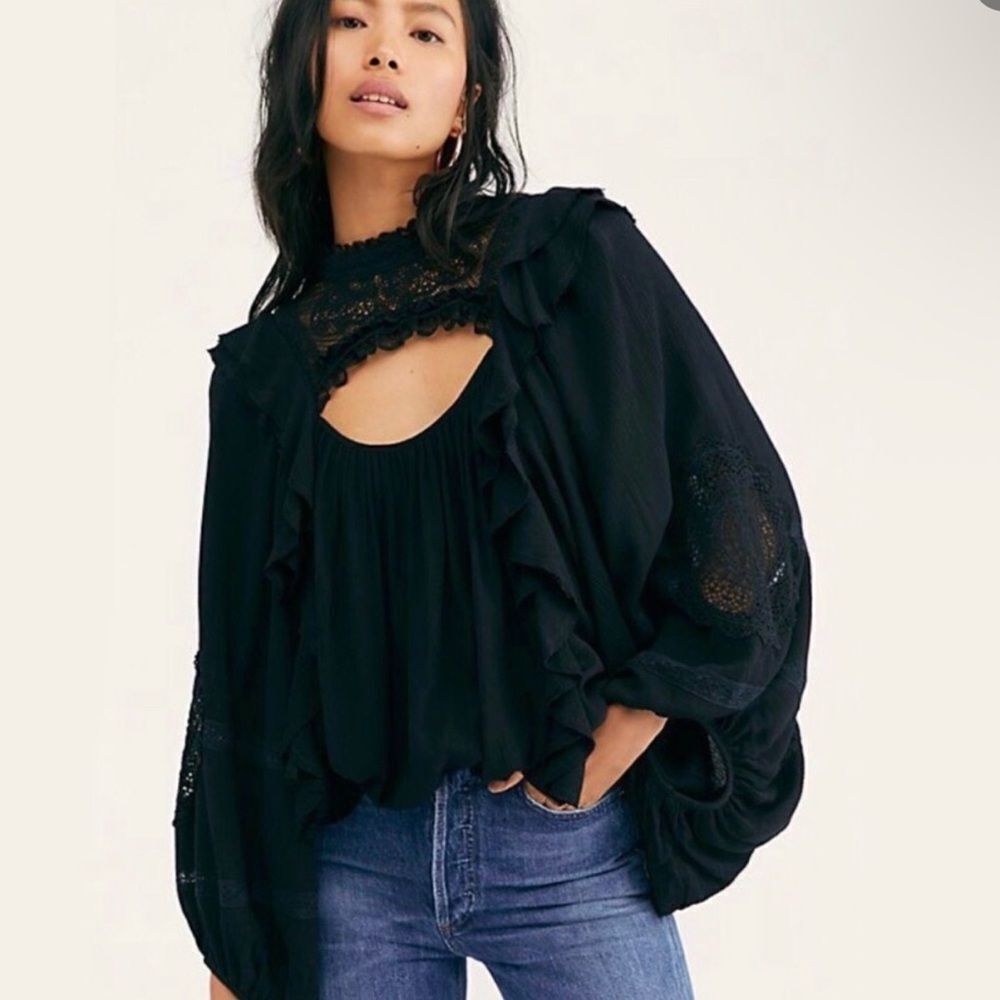 Free People Lover Of Mine Black Bodysuit
